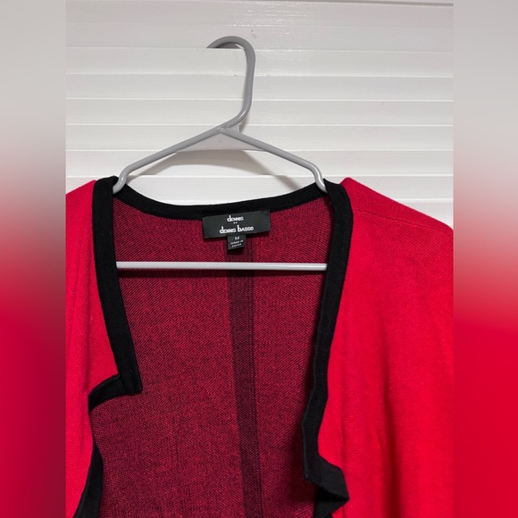 Dennis Basso Open Front Cardigan with Contrast Trim, Red Black, M - Picture 3 of 4